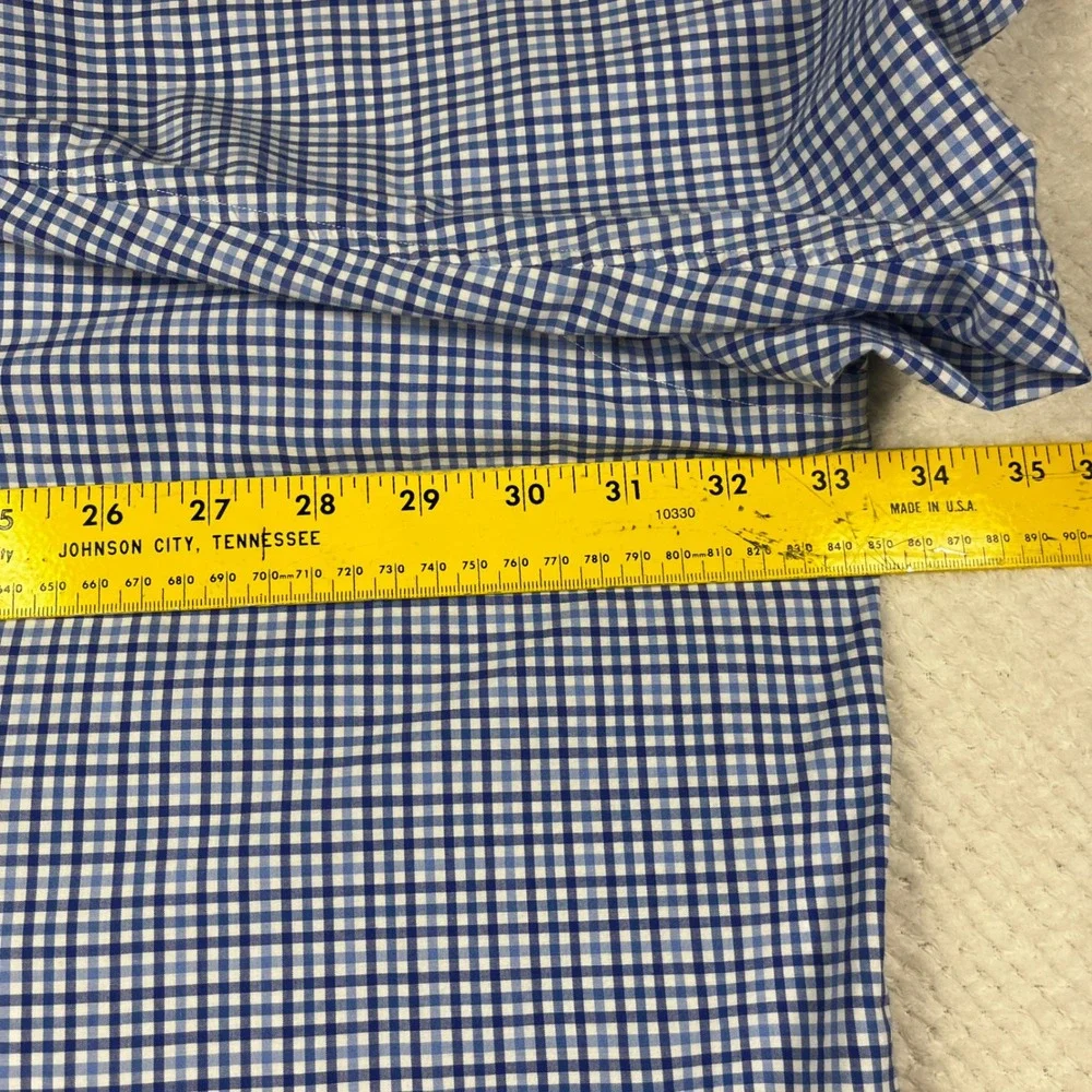 Polo Ralph‎ Lauren Blue Gingham Check Button Down Shirt 4XLT Big Tall Stretch